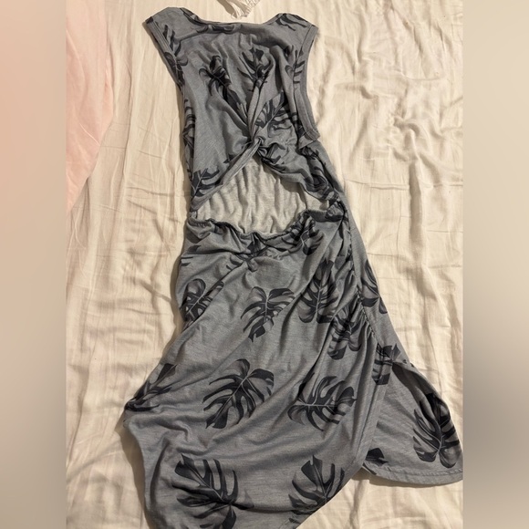 tropical palm leaf print dress size large - Picture 3 of 5